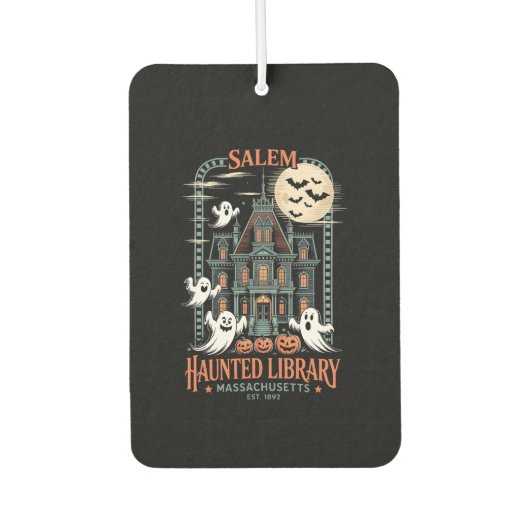 Bookworm Halloween Shirt Haunted Library Luchtverfrisser (Voorkant)