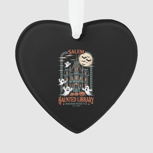 Bookworm Halloween Shirt Haunted Library Ornament (voorkant)