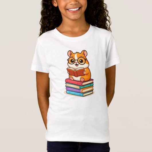 Bookworm Hamster Design T-shirt (Voorkant)