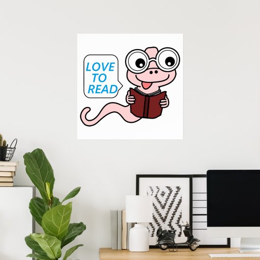 BOOKWORM "LOVE TO READ" POSTER (Thuiskantoor)