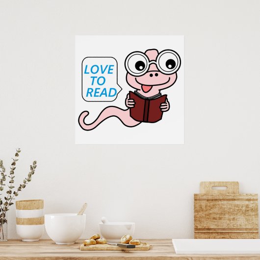 BOOKWORM "LOVE TO READ" POSTER (Keuken)