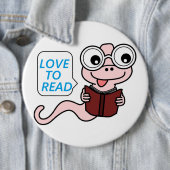 BOOKWORM "LOVE TO READ" RONDE BUTTON 6,0 CM (In situ)