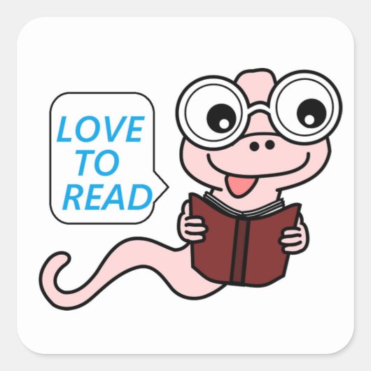 BOOKWORM "LOVE TO READ" VIERKANTE STICKER (Voorkant)