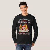 Bookworm Mythical Creater Reading Book Dragon T-shirt (Voorkant volledig)