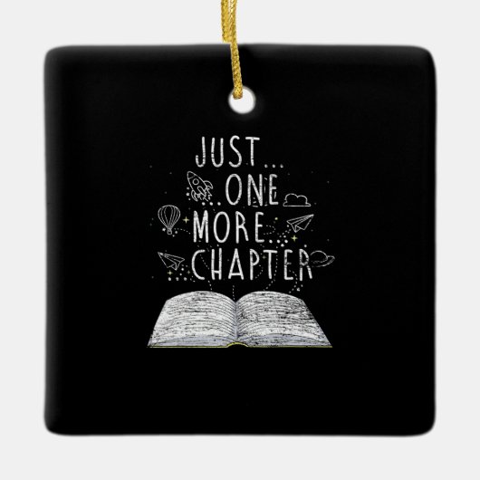 bookworm nog een boek lezen keramisch ornament (Voorkant)