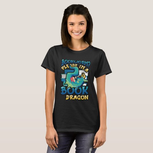 Bookworm Please Im A Book Dragon Book Reading T-shirt (Voorkant volledig)