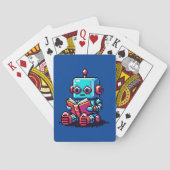 Bookworm Robot - Pixel Art Sci-Fi Reading Design Pokerkaarten (Achterkant)