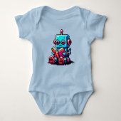 Bookworm Robot - Pixel Art Sci-Fi Reading Design Romper (Voorkant)