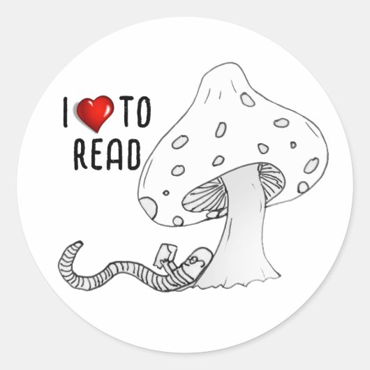 Bookworm Under a Mushroom Ronde Sticker (Voorkant)