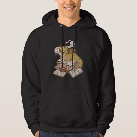 Bookworms Cozy Coffee Drinking Dragon Romantasy Hoodie (Voorkant)