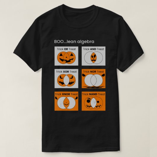 Boolean Algebra, Trick or treat Pumpkin Venn Diagr T-shirt (Design voorkant)