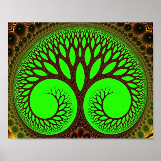 Boom 2 Fine Green Fractal Art Poster (Voorkant)