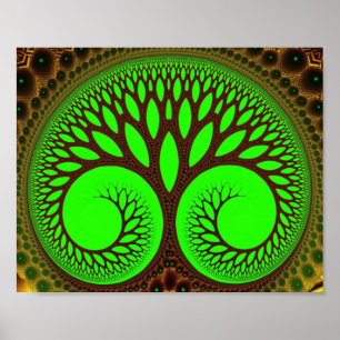 Boom 2 Fine Green Fractal Art Poster