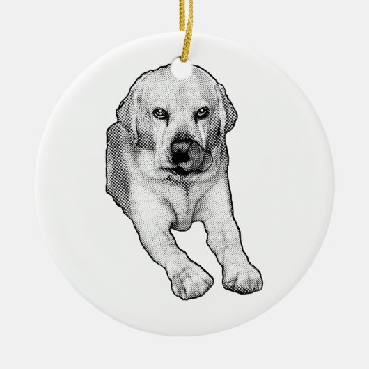 Boom aandenken: Labrador vrolijkheid Keramisch Ornament (Voorkant)