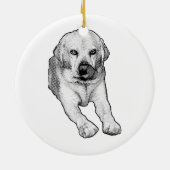 Boom aandenken: Labrador vrolijkheid Keramisch Ornament (Achterkant)