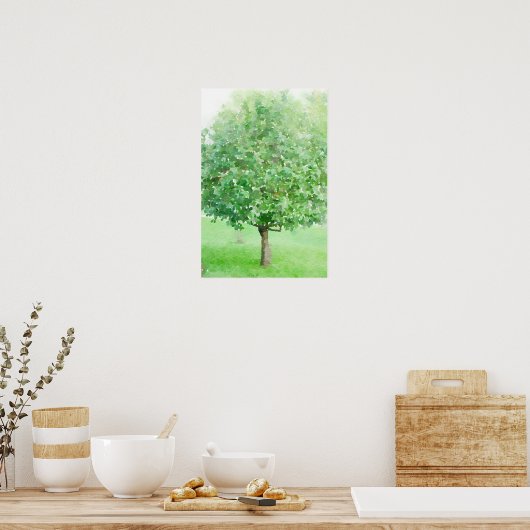 Boom Abstracte Waterverf Impressionistisch schilde Poster (Keuken)