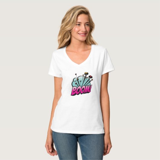 Boom Art Design vrouwen, S Basic V-hals T-shirt (Voorkant volledig)