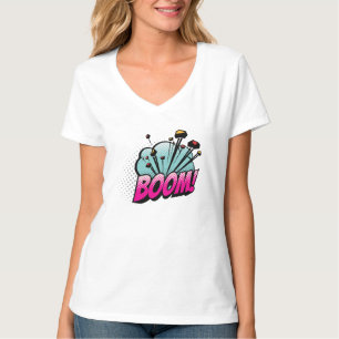 Boom Art Design vrouwen, S Basic V-hals T-shirt