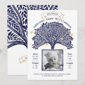 Boom Baby geboorteaankondiging Navy Blue Family Aankondiging (Voorkant / Achterkant)