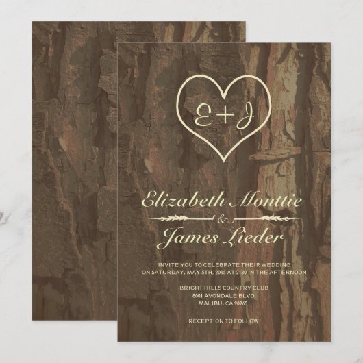 Boom-Bark-bruiloft Kaart (Voorkant / Achterkant)