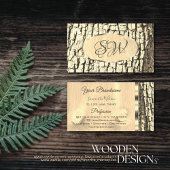 Boom Bark Wood Graan Oval Gold Border and Monogram Visitekaartje