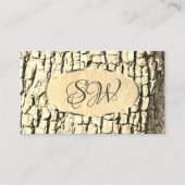 Boom Bark Wood Graan Oval Gold Border and Monogram Visitekaartje (Voorkant)
