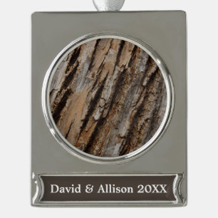 Boom Bast I Natuurlijk Abstract Getextureerd Ontwe Verzilverd Banner Ornament