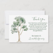 Boom begrafenisfoto dank u, sympathie notitiekaartje (Voorkant)