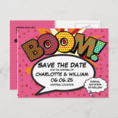 BOOM Bewaar de datum Leuk Modern Cool Briefkaart (Voorkant / Achterkant)