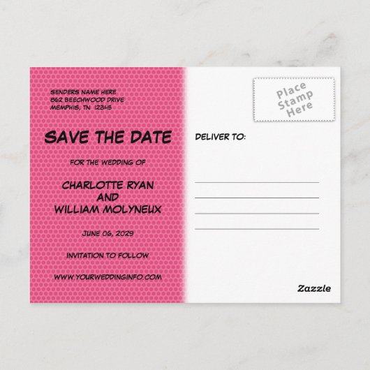 BOOM Bewaar de datum Leuk Modern Cool Briefkaart (Achterkant)