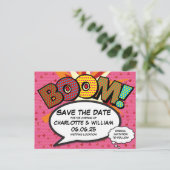 BOOM Bewaar de datum Leuk Modern Koel Briefkaart (Staand voorkant)
