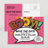 BOOM Bewaar de datum Leuk Modern Koel Briefkaart (Voorkant / Achterkant)