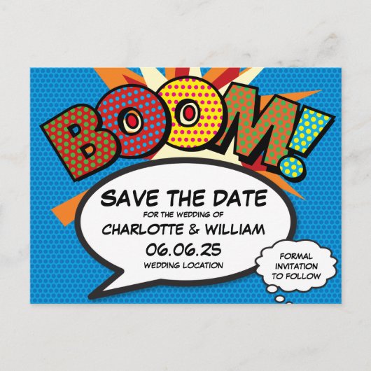 BOOM Bewaar de datum Leuk Modern Uitnodiging Briefkaart (Voorkant)