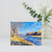 Boom bij een rustige rivier feestdagenkaart (Staand voorkant)