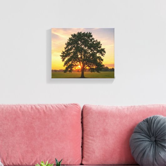 Boom bij zonsondergang canvas afdruk (Insitu (Woonkamer))