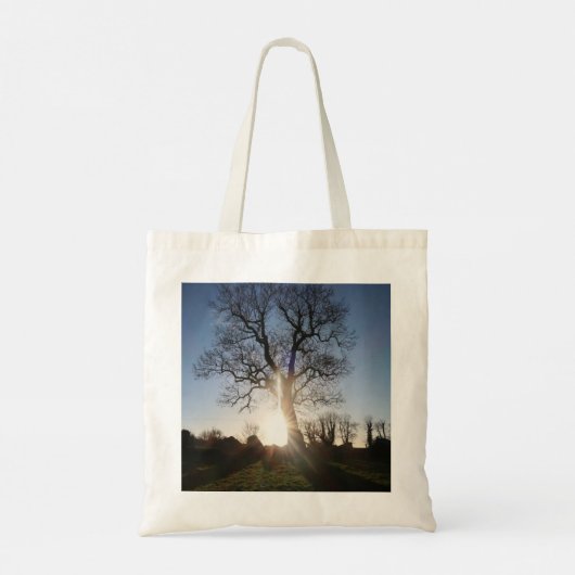 Boom bij zonsondergang tote bag (Achterkant)