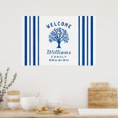 Boom blauw en wit van de ringbandfamilie poster (Keuken)