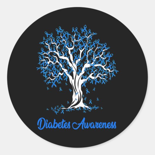 Boom Blauw Lint Diabetes Awareness Ronde Sticker (Voorkant)