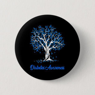 Boom Blauwe Lint Diabetes Bewustzijn  Ronde Button 5,7 Cm