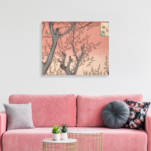 Boom bloesems pruimentuin Japans Canvas Afdruk (Insitu (Woonkamer))