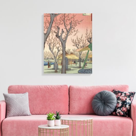 Boom bloesems pruimentuin Japans Canvas Afdruk (Insitu (Woonkamer))