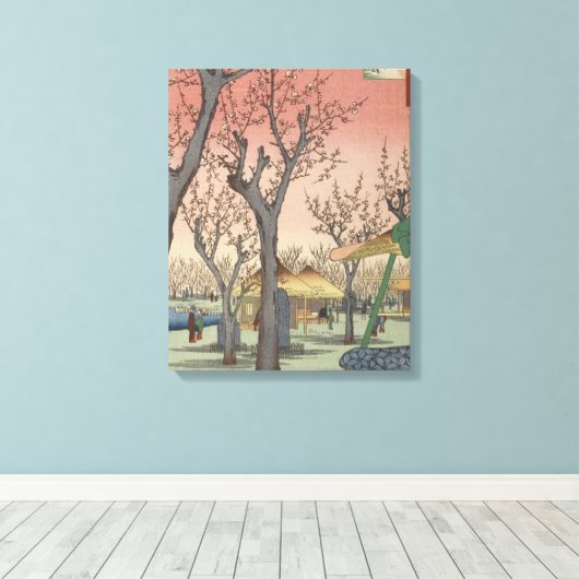 Boom bloesems pruimentuin Japans Canvas Afdruk (Insitu (Houten vloer))