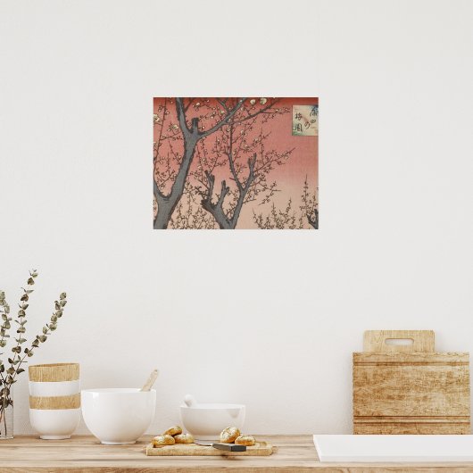 Boom bloesems pruimentuin Japans Poster (Keuken)