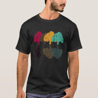 Boom Bomen Retro Stijl Voor Wandelen Bergen Bos T-shirt