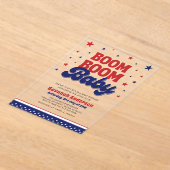 Boom Boom Baby 4 juli Patriottisch Baby shower Acryl Uitnodigingen (Laagn)