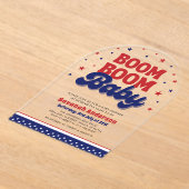 Boom Boom Baby 4 juli Patriottisch Baby shower Acryl Uitnodigingen (Laagn)