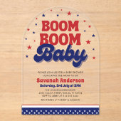Boom Boom Baby 4 juli Patriottisch Baby shower Acryl Uitnodigingen (Voorkant)