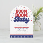 Boom Boom Baby 4 juli Patriottisch Baby shower Kaart (Staand voorkant)