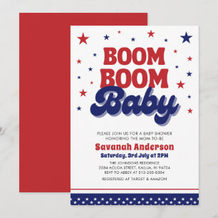 Boom Boom Baby 4 juli Patriottisch Baby shower Kaart