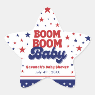 Boom Boom Baby 4 juli Patriottisch Baby shower Ster Sticker